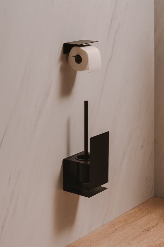 Kovový nástenný držiak na toaletný papier Berno čierny - Veľkosť: S - pravý variant