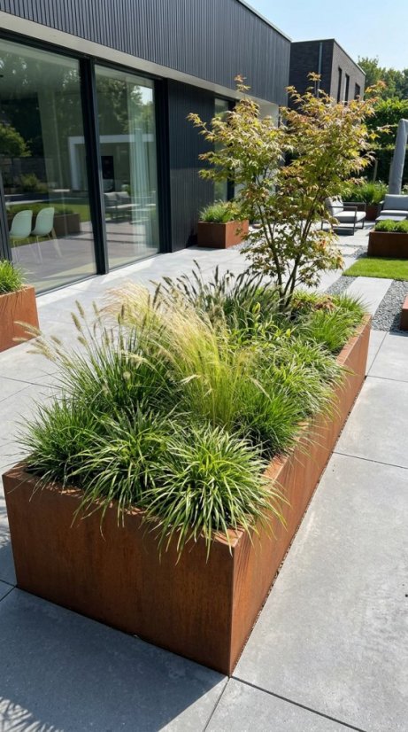 Cortenový vyvýšený záhon