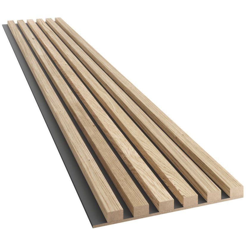 Akustický panel, podklad MDF deska, úzká lamela, dubová dýha, 30x275 cm