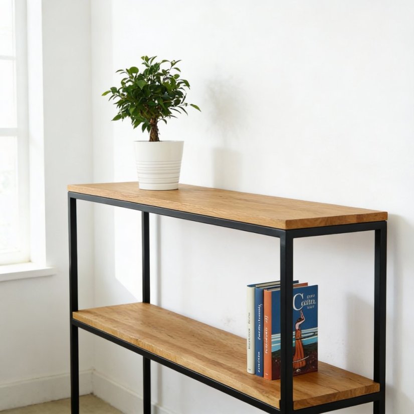 Regál Dorme s masívnou dubovou doskou