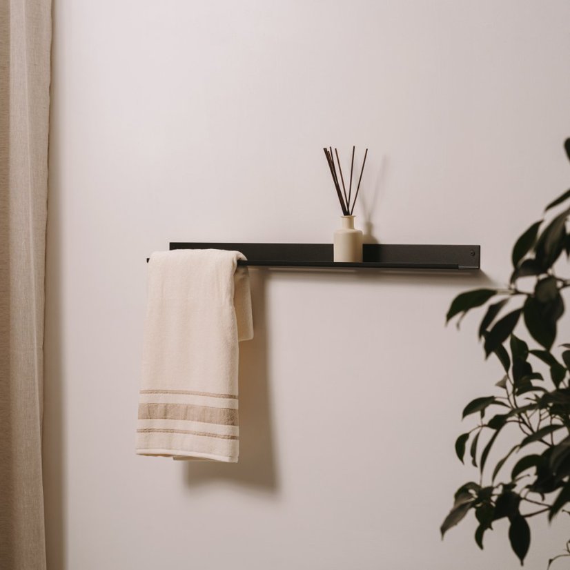 Kovová nástěnná police do koupelny Roma černá - Velikost: L - levá varianta