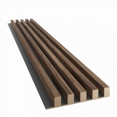 Akustický panel, podklad MDF deska, široká lamela, ořech, 30x275 cm