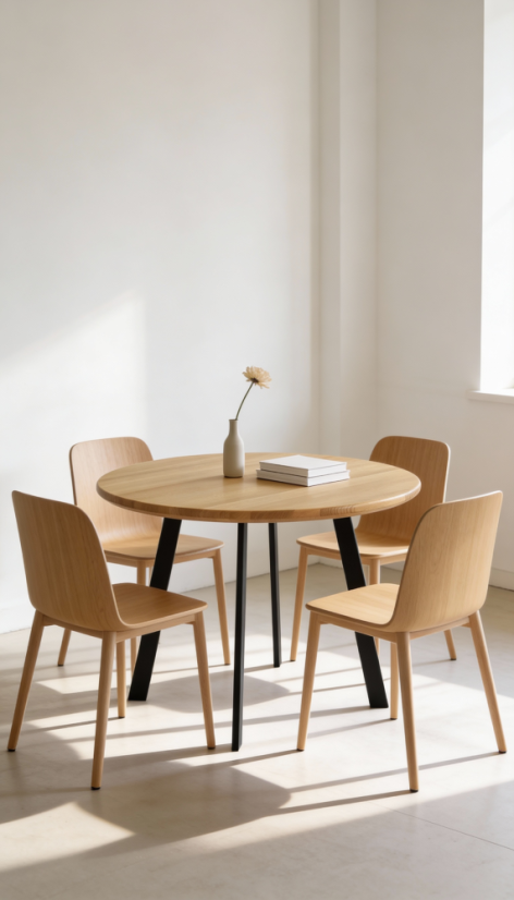 Kulatý jídelní stůl Rondo s masivní dubovou deskou