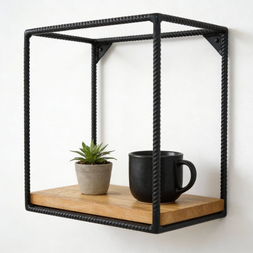 Nástenná polička Roxity s dubovou doskou malá