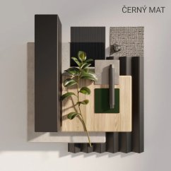 Akustický panel, podklad bílá MDF deska, úzká lamela, černý mat, 30x275 cm