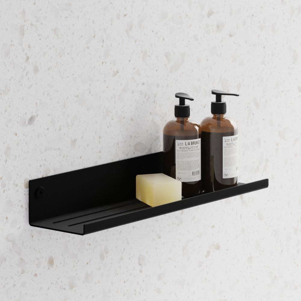Designo Matte Black Floating Bathroom Shelf 600 - LUSSO