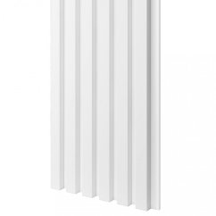 Akustický panel, podklad bílá MDF deska, úzká lamela, bílý mat, 30x275 cm