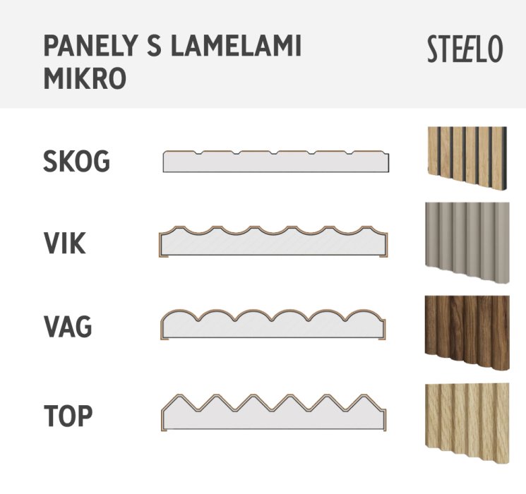 Designový panel s mikrolamelami, tvar Skog, dubová dýha, 12x275 cm