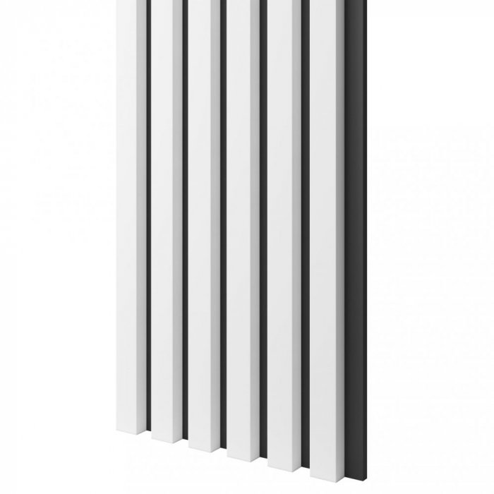 Akustický panel, podklad MDF deska, úzká lamela, bílý mat, 30x275 cm