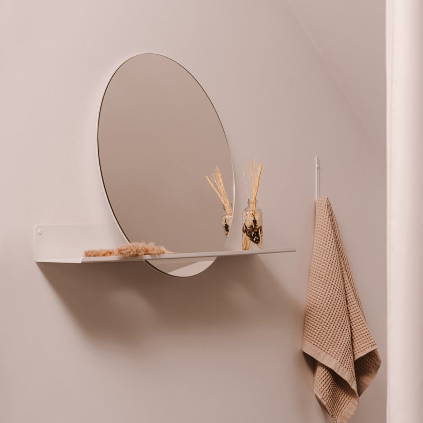 Kúpeľňové zrkadlo s kovovou policou London biele