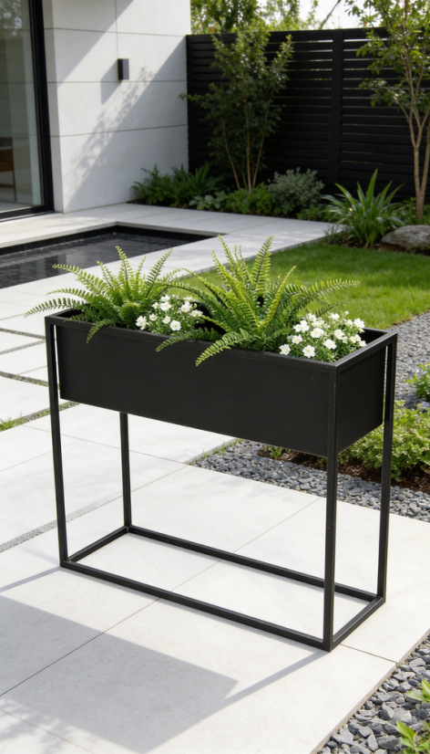 Kovový květináč Jasmine - Barva: antracit RAL 7016