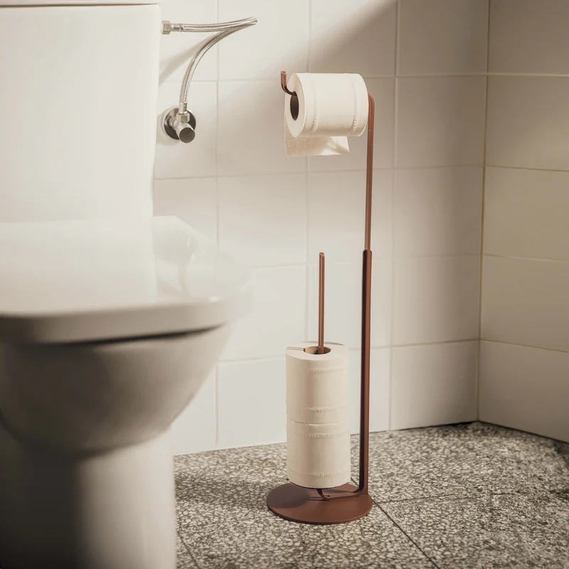 Kovový samostatne stojaci držiak na toaletný papier Malaga - Farba: Oxidovaná červená