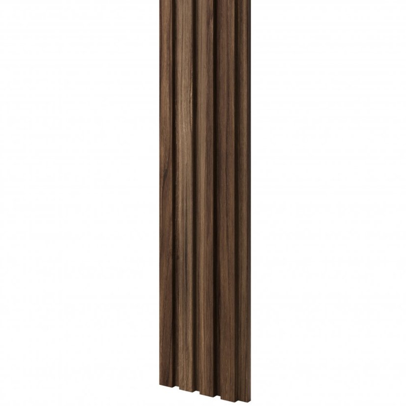Designový obkladový panel s lamelami MINI, Ořech, 12,3 x 275 cm
