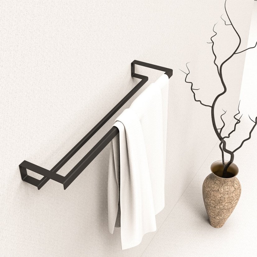 Kovový držiak na uteráky Tallinn dvojitý čierny - Veľkosť: S