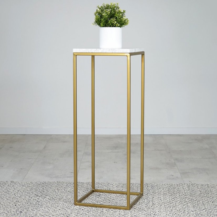 Zlatý odkládací stolek Alma s italským mramorem