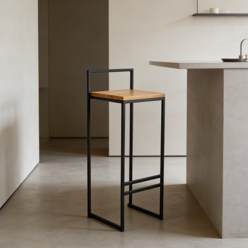 Barová stolička Cabra s masivní dubovou deskou