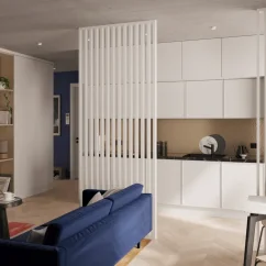 Lamelová dělící stěna, kompletní sada, výška a šířka dle výběru, bílý mat