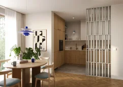 Lamelová dělící stěna Japandi, kompletní sada, výška a šířka dle výběru, pískově béžová