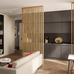 Lamelová dělící stěna, kompletní sada, výška a šířka dle výběru, dubová dýha