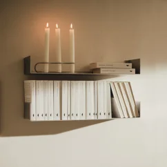 Nástenná kovová polica RAWW v tvare U prírodný hliník