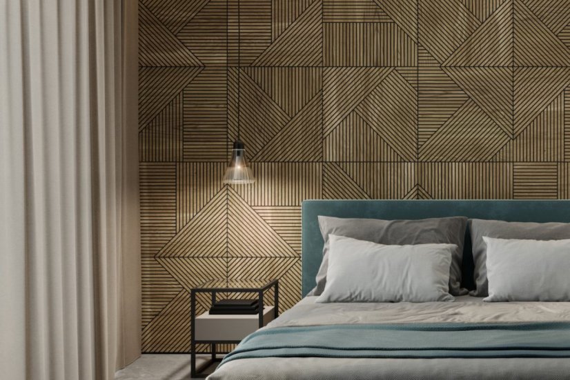Designový obkladový panel s dubovou dýhou, vzor Granada, 60x60 cm