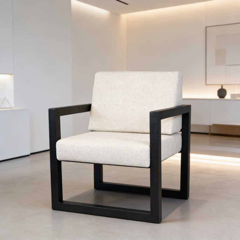 Kovové křeslo s čalouněním Buho světle šedé