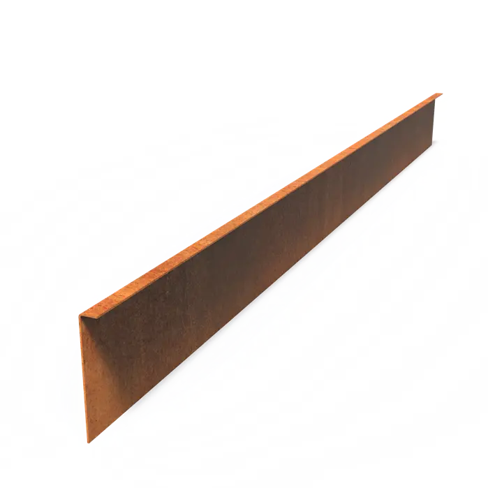 Cortenový zahradní obrubník se zahnutou horní hranou, délka 230 cm - Výška obrubníku: 390 mm