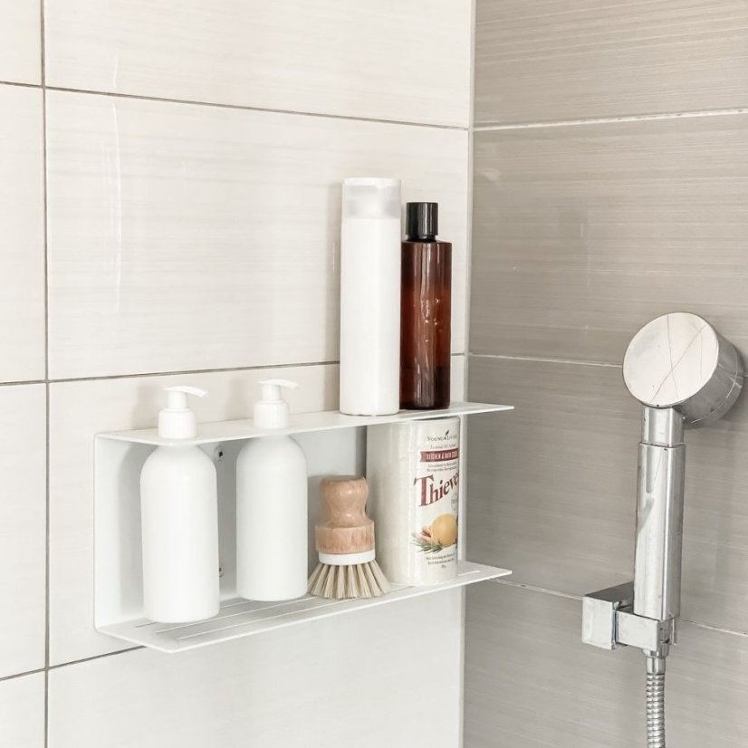 Kovový nástenný držiak s lahví a pumpičkou Palermo biely - Veľkosť: M