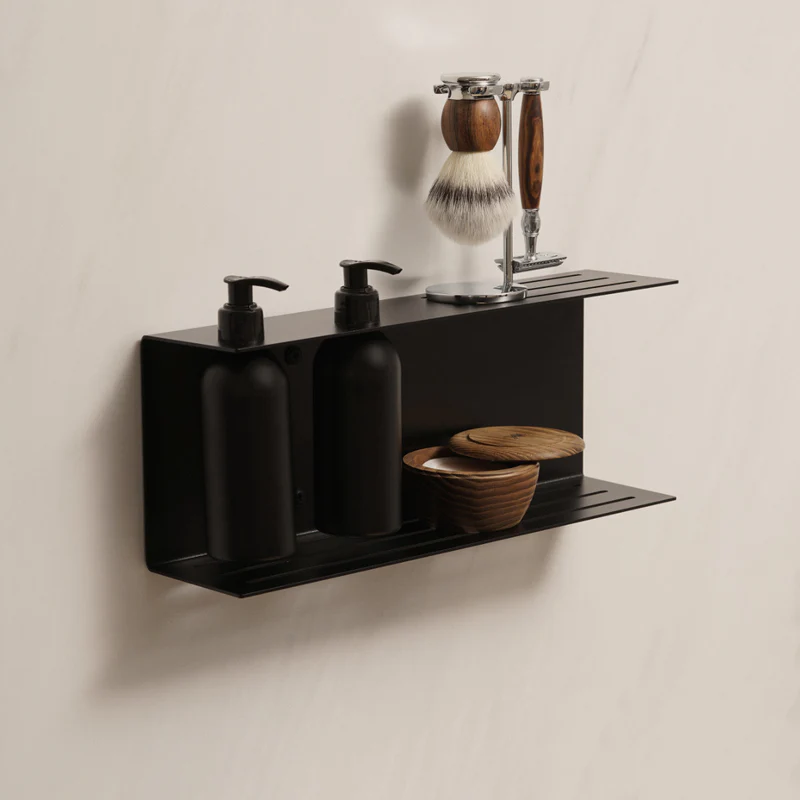 Kovový nástenný držiak s lahví a pumpičkou Palermo černý - Veľkosť: L