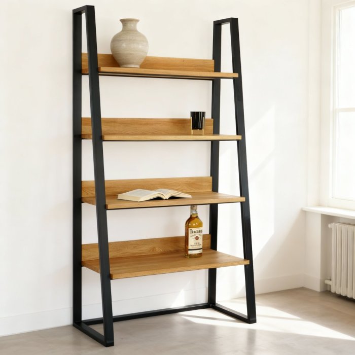 Knihovna Tuco s masivními dubovými deskami